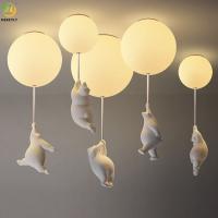 China Nordic Cartoon Bear Creative Balloon Ceiling Light For Children'S Room Study Living Room for sale