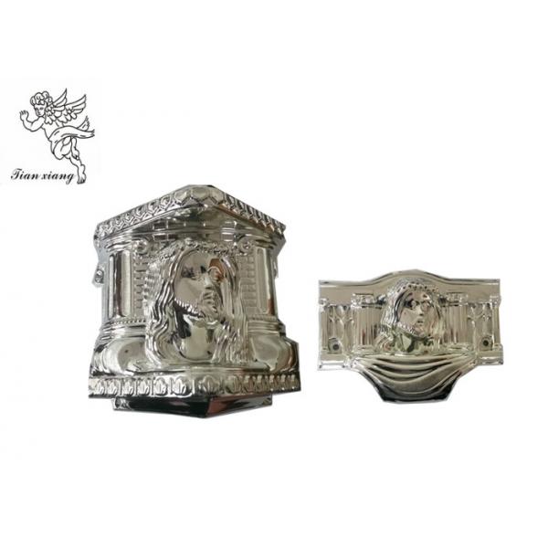 Quality Silver Plastic Coffin Decoratin , Funeral Decorative Parts Of A Casket Christ Model for sale