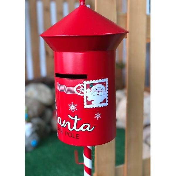 Quality Outdoor Christmas Metal Yard Art Modern Metal Santa Post Box Standing for sale