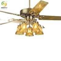 China 42'' E27 Custom Modern European Retro LED Fan Lamp For Dining Room Home factory