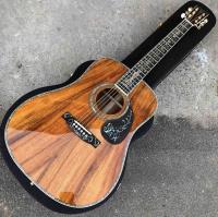 China Handmade Deluxe solid koa wood Acoustic guitar, acoustic Guitarra, solid koa wood with abalone inlay factory