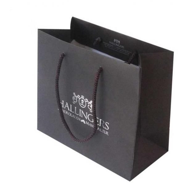 Quality Professional Small Black Paper Bags , Personalised Paper Bags With Ribbon Handle for sale