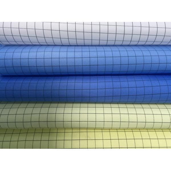 Quality Clean Room ESD Fabric Woven Polyester Fabrics 5mm Grid White Blue Yellow Color for sale