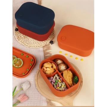 Quality Rectangle Silicone Lunch Container Bento Box Reusable 4 Compartment for sale