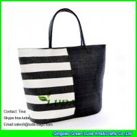 China LUDA black striped beach handbag new paper straw handbags uk for sale
