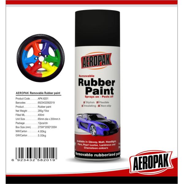 Quality Black 400ml Rubber Based Spray Paint High Gloss Fast Drying And Easy To Remove for sale