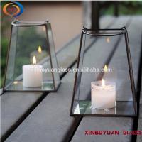 China geometric glass flower room surrounded transparent gold candle holder factory