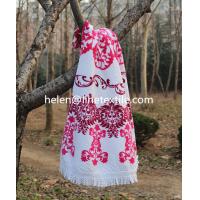 China round beach towel printed with tassel customer design , dia 150cm factory