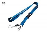 China Custom Cell Phone Lanyard With Cute Phone Buckle , Blue Security Badge Lanyards factory