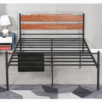 China BSCI Simple Black Wooden Metal Furniture Solid Wrought Iron Beds King Size For Apartment for sale