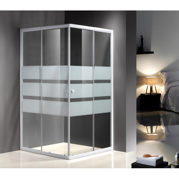 Quality Serigraphy Glass Shower Enclosures With 10Cm Adjustable / White Painted Profile for sale