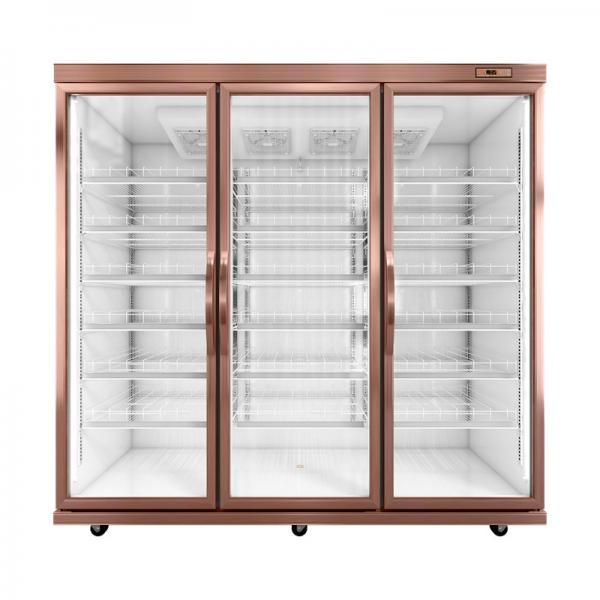Quality Supermarket Merchandise Front Temper Glass Door Freezer / Beverage Showcase Refrigerator for sale