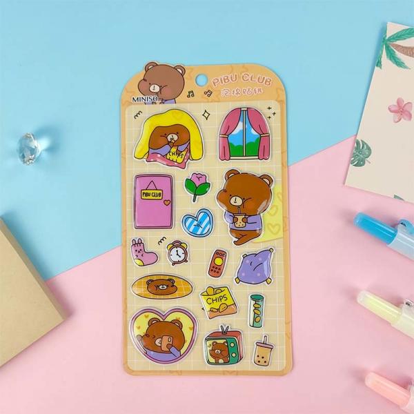 Quality 0.7mm Cartoon Sticker Sheet Soft Elastic 3D Puffy Stickers For Business Gifts for sale