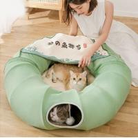 China Washable Cushion Cat Tube Bed Double Sided Suede With Central Mat factory