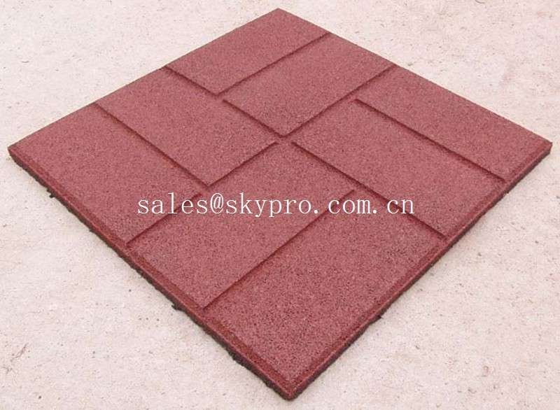 China Buffering square flooring crumb rubber brick pavers / granules rubber tile factory
