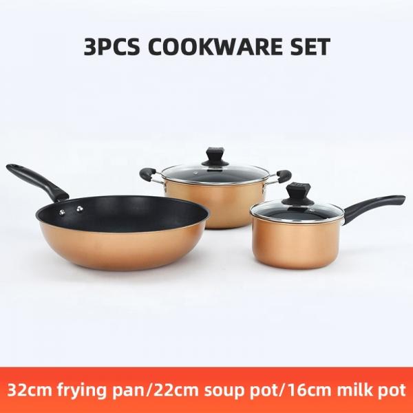 Quality Customized Logo Cast Iron Cookware Set 3 Piece Non Stick With Plastic Handle for sale