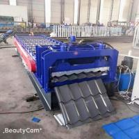 China Skew Arc Glazed Tile Roll Forming Machine Pillar Cutting Type 4 Tons Capacity factory