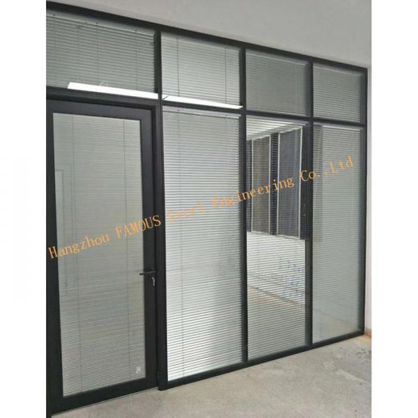 Quality Aluminum Soundproof Tempered Glass Partition Walls With Blind for sale
