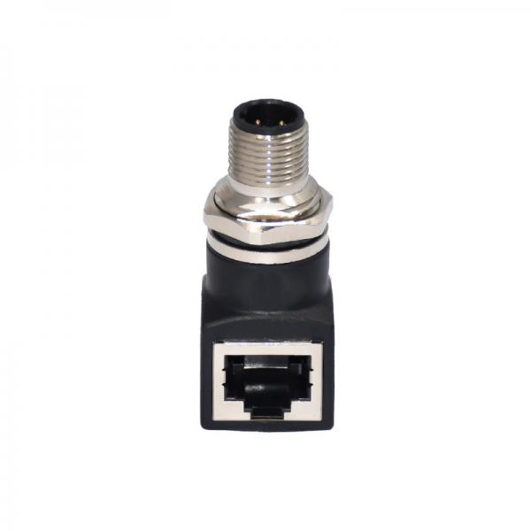 Quality Automotive M12 Waterproof Connector A Code Male 4pins To RJ45 Adapter for sale