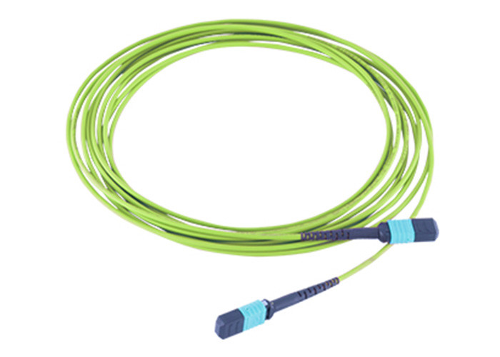 China Trunk MPO MTP Cable MPO TO MPO 12 Core OM5 Fiber Lime Green Optic Patch Cord factory