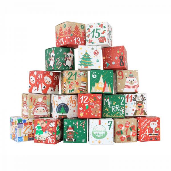 Quality Colorful Square EN13432 Christmas Candy Packaging Box 7*7*7cm for sale