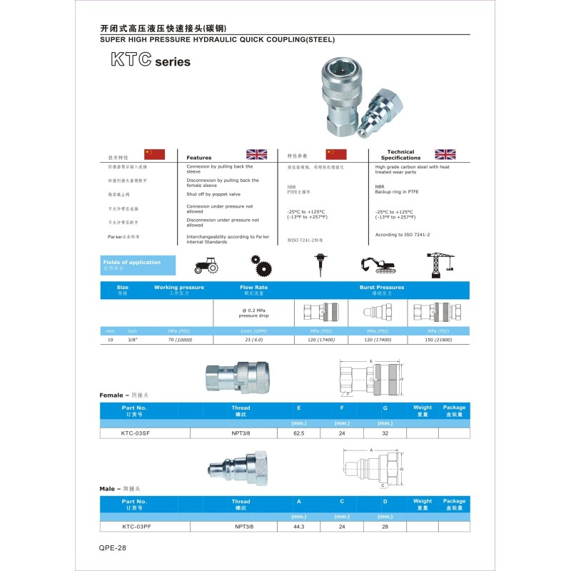 Standard Quick Coupling Parker Internal Standards Quick Connect Coupling High Pressure , Carbon ...