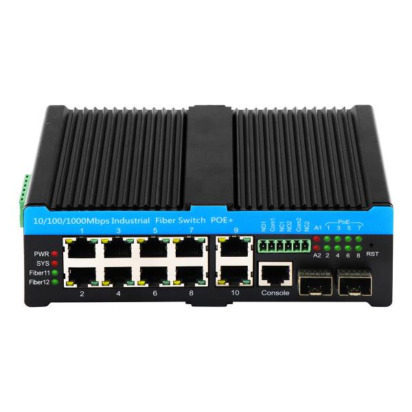 Quality Black Case 8 Port Managed POE Af/At/Bt Industrial Ethernet Switch With 2 Combo for sale