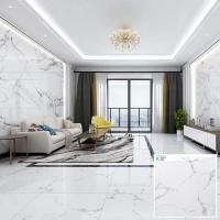 China Porcelain Floor Tile 600x600 Polished Glazed Surface Carrara White Marble Look Design factory
