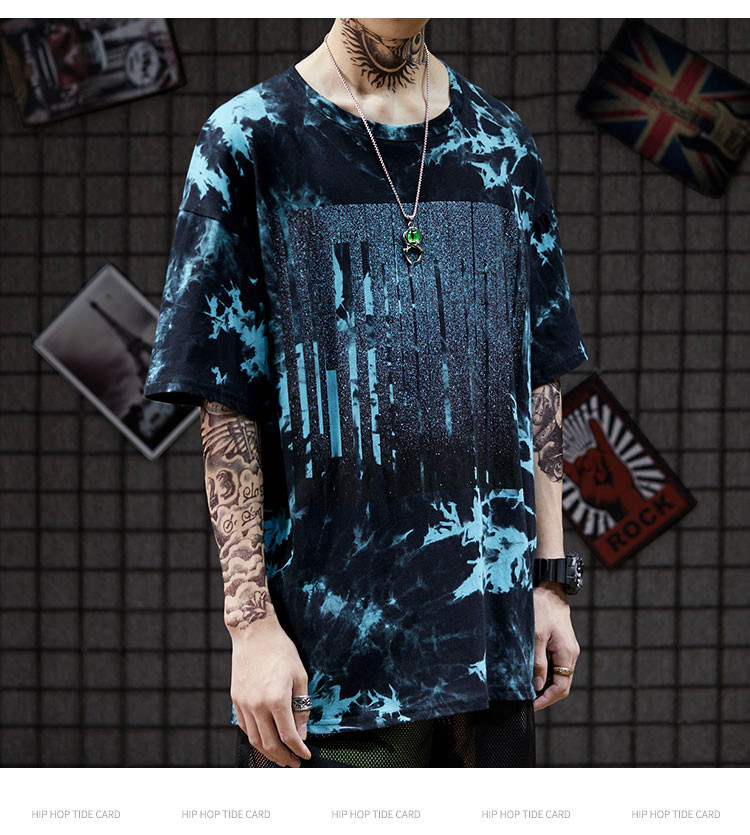 China 120-250gsm Summer Unisex Oversized T Shirt Tie Dye Short Sleeve Men′S Hip Hop Tee factory