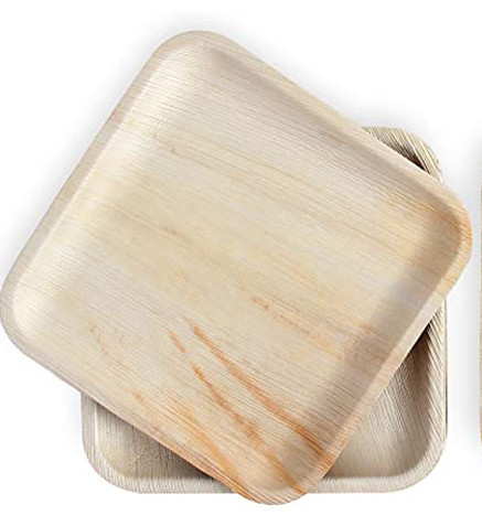 Quality Anti Puncture 8 Inch Square Palm Leaf Disposable Plates For Party for sale