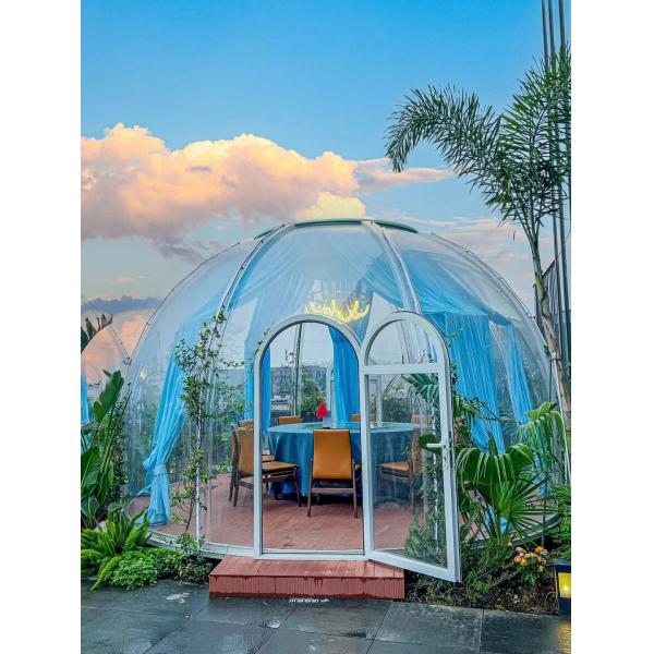 Quality Aluminum Glamping Dome Tents Diameter 5m Waterproof Dome Tents for sale