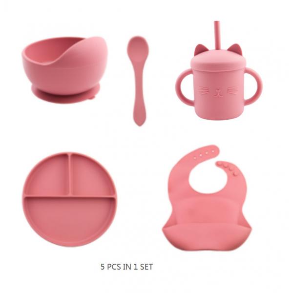 Quality Non Toxic Silicone Baby Feeding Set silicone dummy holder Silicone Bib And Plate for sale