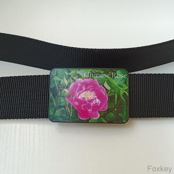 Quality midsize Advertising Adjustable Belt Buckle With Nylon Webbing Flower Rose Print for sale
