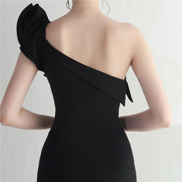 Quality Single Shoulder Slim Fit Formal Dress Ruffled Edge Cover Hip Fashion Sexy Slit for sale