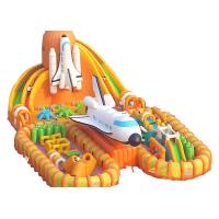 China Orange Space Shuttle Inflatable Obstacle Course Sports Games 30m Long Interactive factory