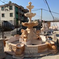 China BLVE Natural Stone Garden Horse Fountains Modern Marble Water Fountain Hand Carving Large Outdoor for sale