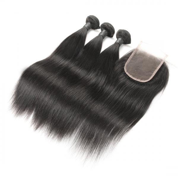 Quality 9A Pure Indian Human Hair Bundles , 100 Raw Virgin Indian Hair Lace Closure for sale