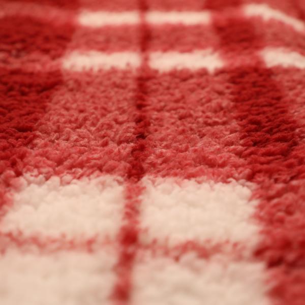 Quality Grid Pattern Printed Red Velveteen Fabric 250gsm For Bathrobe for sale