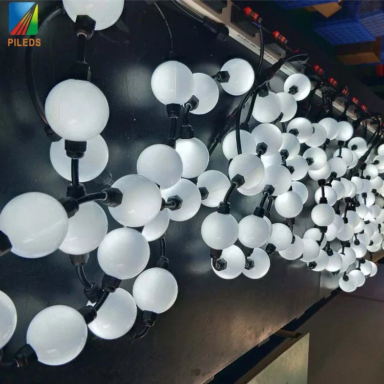 China 360 degree 35mm 50mm 3D DMX/SPI RGB light string LED pixel ball for Christmas Lighting factory