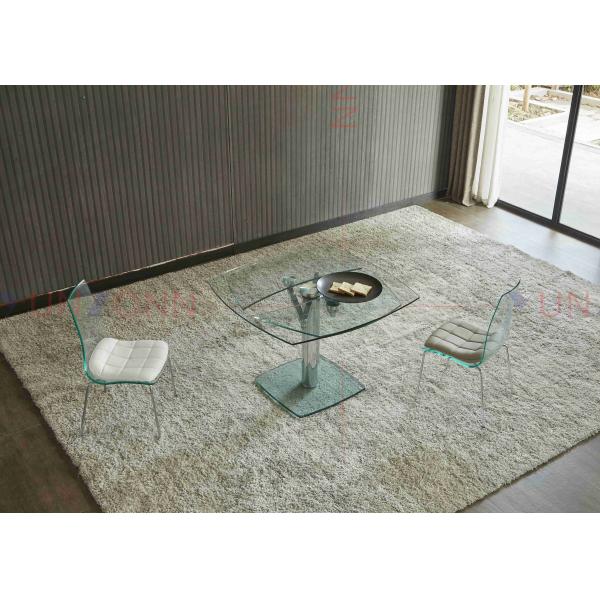 Quality Extendable Flexible Multifunctional Dining Table With Two Leaf Glass Top for sale