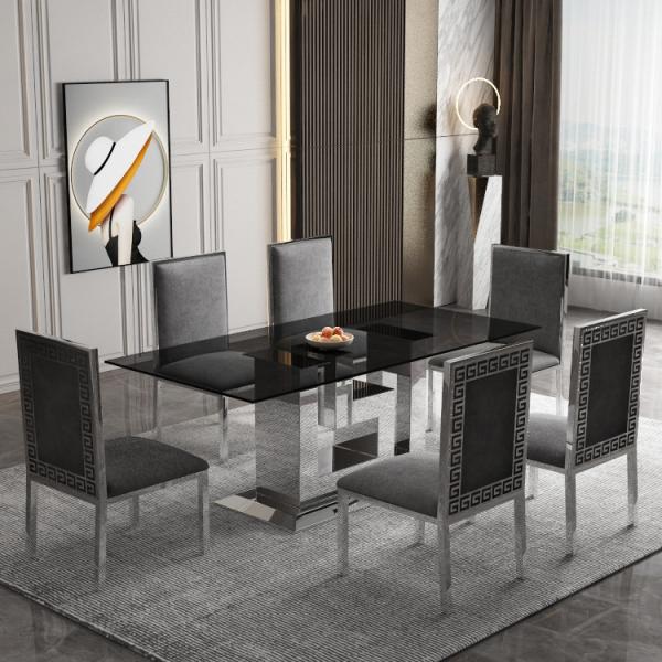 Quality Modern Style 0.9m Width Glass Dining Table For Customer Satisfaction for sale