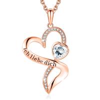 China Rose Gold Crystal Double Heart Necklace 18in 0.29oz Austrian crystal Crystals Rhodium Plated factory