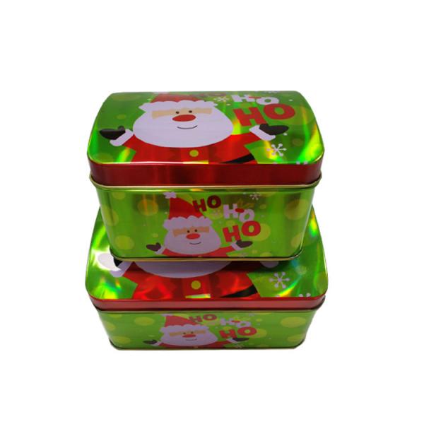 Quality Small CMYK Printing Bulk Christmas Tins With Lids In Set Of 2 for sale