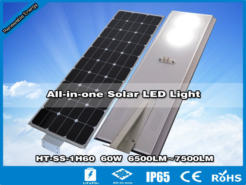 China Hitechled Farola solar LED de 7000 lúmenes para alumbrado público HT-SS-1H60,60W factory