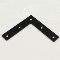 China ISO9001 Rohs CE Stamping Parts Black Metal L Flat Shape Mounting Bracket for Furniture for sale