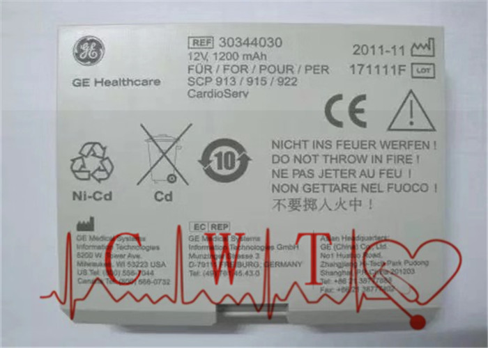 China Medical accessory GE CardioServ Battery REF 30344030 12V 1200mAh great value for sale