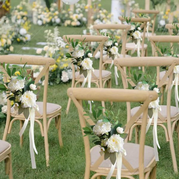 Quality Waterproof Artificial Fake Wedding Flowers Arrangements For Chair Back Decoration for sale