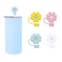 China Different Flower Silicone Straw Straw Hat Cap Toppers Covers For Tumbler Cup factory