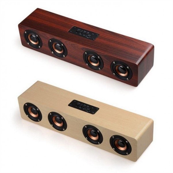 Quality 4000mah Wooden Bluetooth Wireless HIFI Speaker Portable Music SoundBar AUX Handsfree for TV for sale