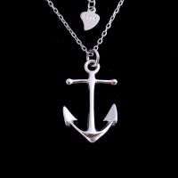 China Plain Silver No Stone Anchor Design Ship Sea Sailor Necklace For Man for sale